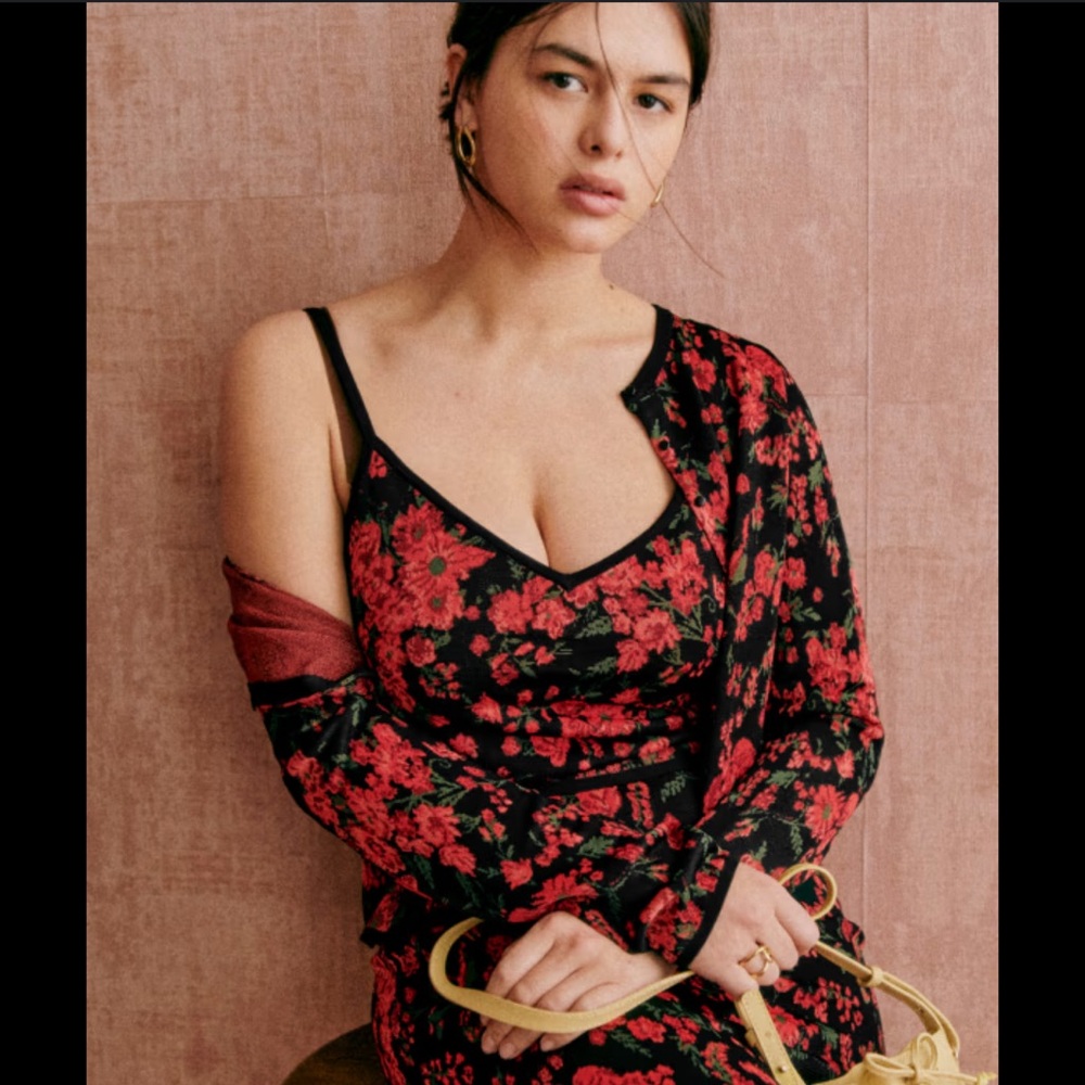 Sézane Red Floral Italian Collection VIRGILE S